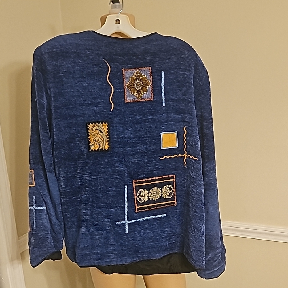 Allure Blue Patchwork Cardigan Jacket - image 3